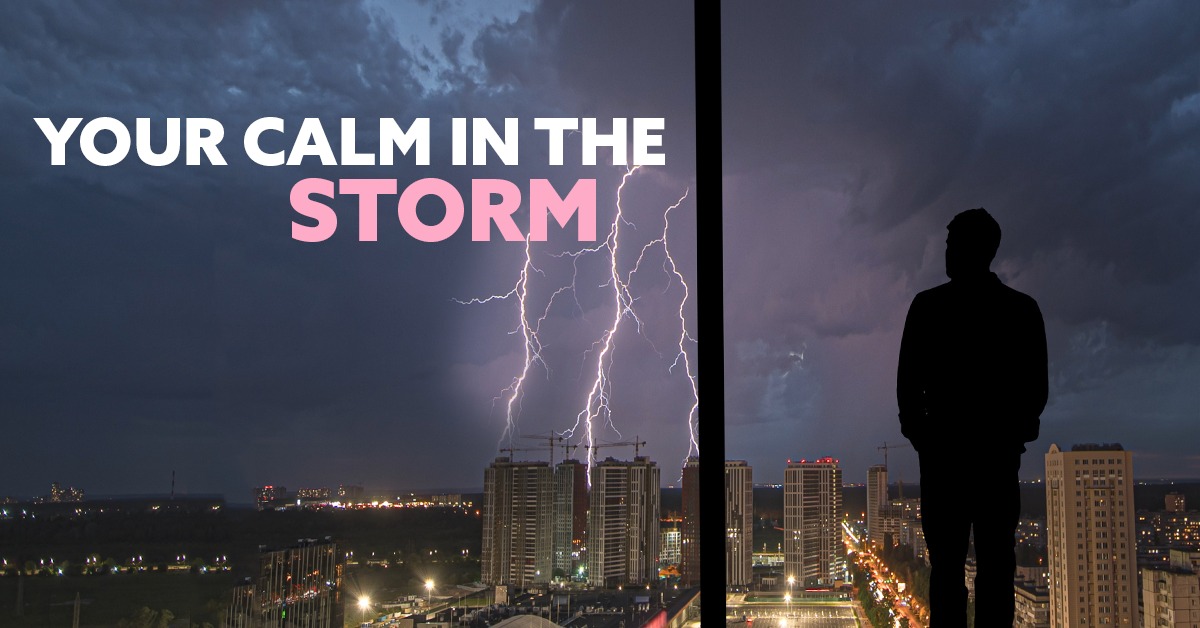 Your calm in the storm. Person. Lightening strike